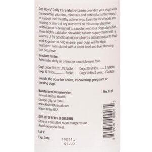 Doc Roy's Daily Care Multivitamin with Minerals for Dogs- Canine Daily Health Supplement- 365 ct Tablets