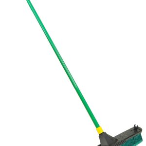 Quickie Bulldozer 24-Inch Multi-Surface Push Broom, 60" Wood Handle, Green, for Outdoor/Indoor Sweeping/Cleaning