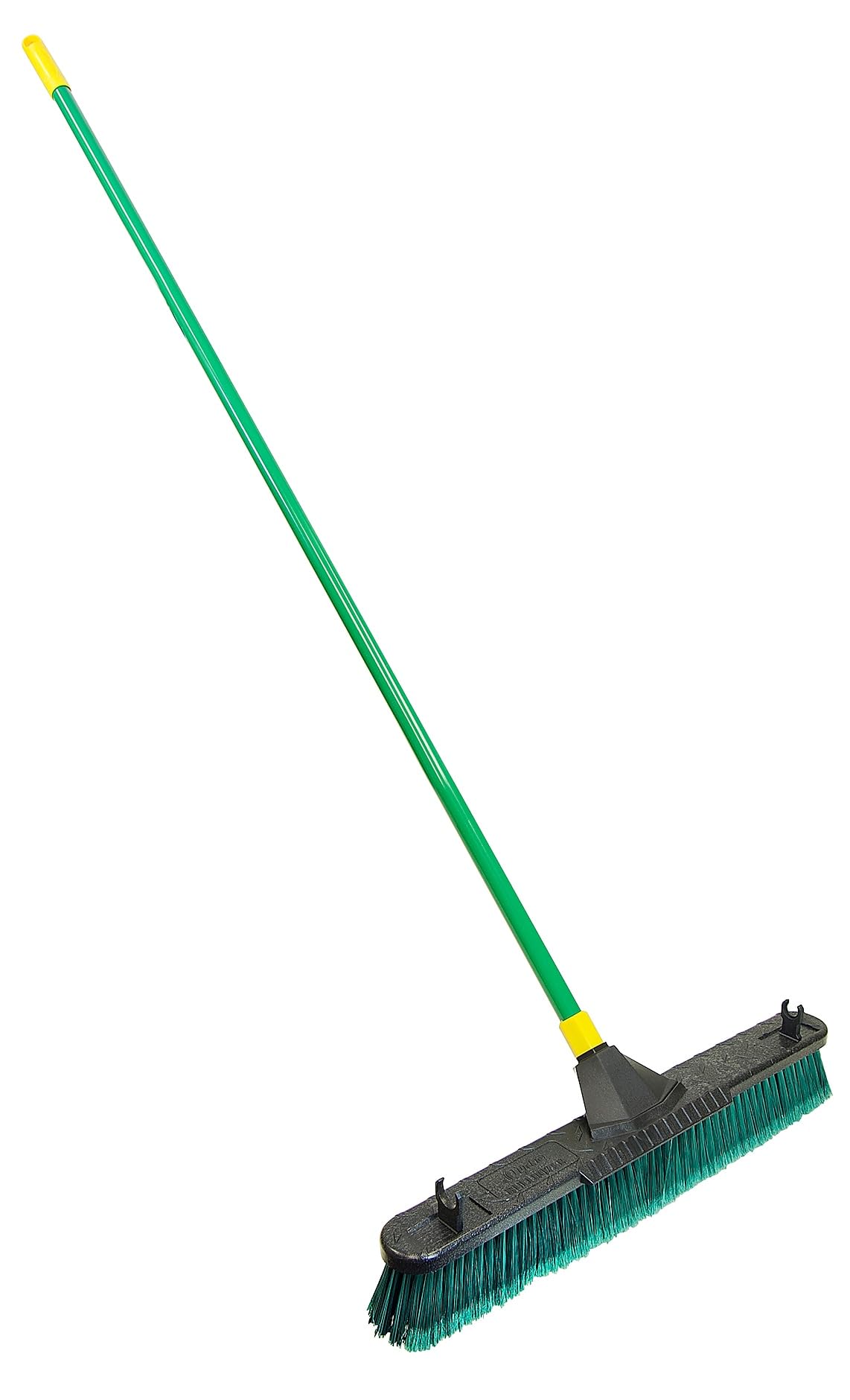 Quickie Bulldozer 24-Inch Multi-Surface Push Broom, 60" Wood Handle, Green, for Outdoor/Indoor Sweeping/Cleaning