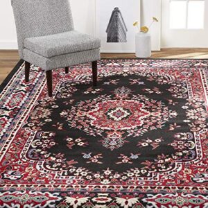 home dynamix premium sakarya traditional medallion border area rug, black, 7'8"x10'7" rectangle