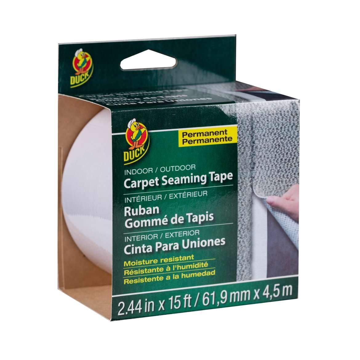 Duck Brand Self-Adhesive Fiberglass Carpet Seaming Tape, 2.44-Inch by 15-Feet, Single Roll (286519)