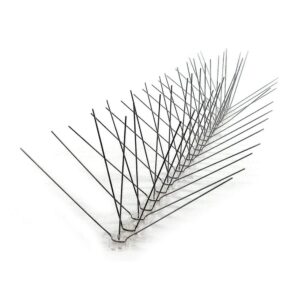 Bird-X Stainless Steel Bird Spikes, 8-inch Extra-Wide Spikes, Bird Spikes for Pigeons and Other Small Birds, Easy to Install, Contains 2 ft. Strips, Covers 100 Linear Feet Area, EWS-100