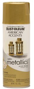 rust-oleum 202719 american accents topcoat designer metallic spray paint, 12 oz aerosol can, 11 ounce (pack of 1), aged brass, 11 fl oz