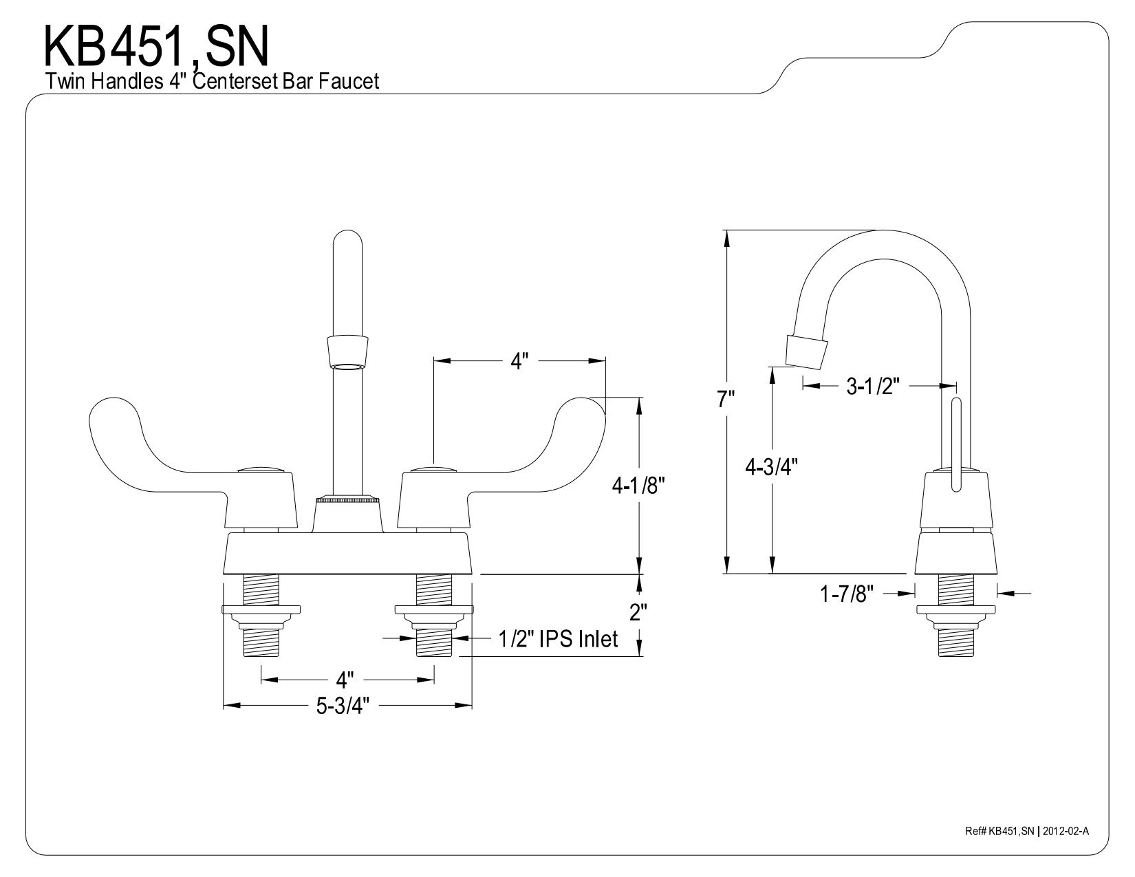 Kingston Brass KB451 Vista Bar Faucet, 4 Inch, Polished Chrome