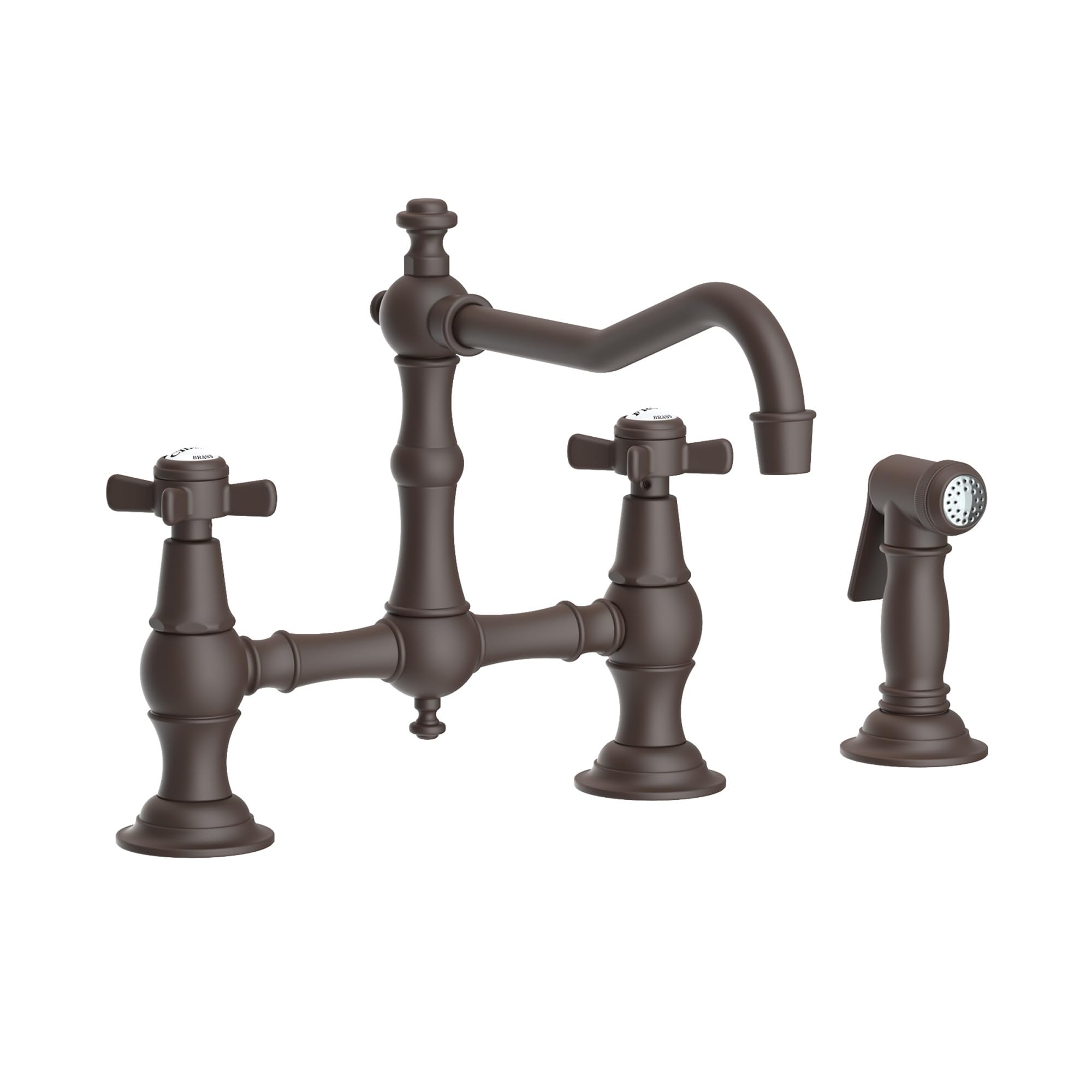 Newport Brass 945-1 Fairfield Double Handle Bridge Kitchen Faucet with Metal Cro, Oil Rubbed Bronze