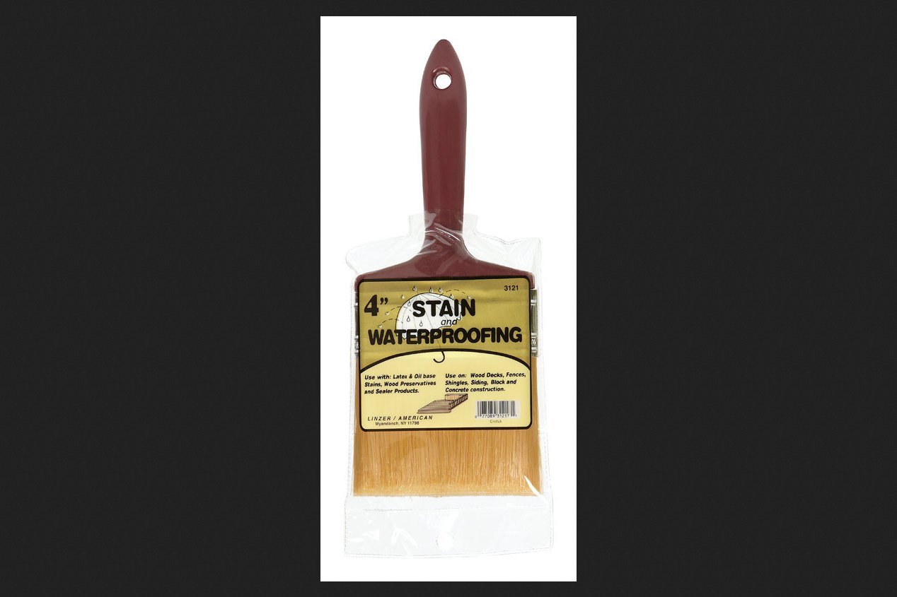 Linzer 3121 0400 Stain Waterproofing Brush, 4 in.,Brown,WM 3121-0400