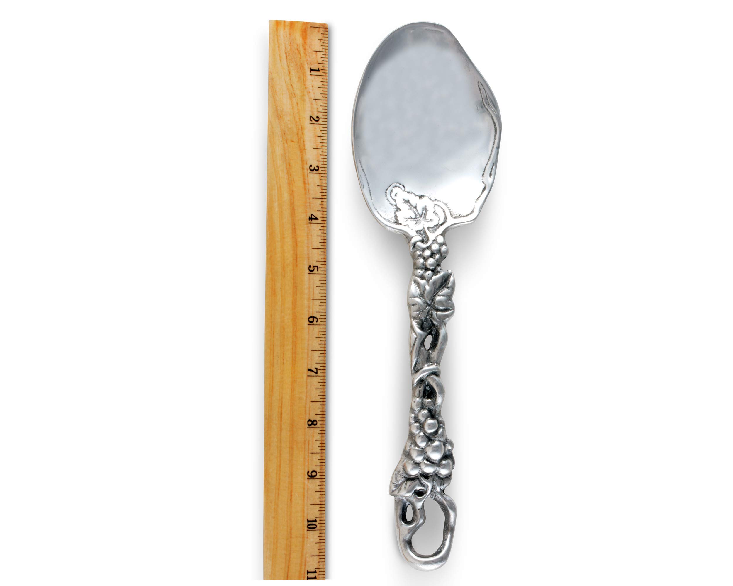 Arthur Court Designs Metal Buffet Serving Spoon in Grape Pattern Sand Casted in Aluminum with Artisan Quality Hand Polished Designer Tarnish-Free 11.5 inch Long