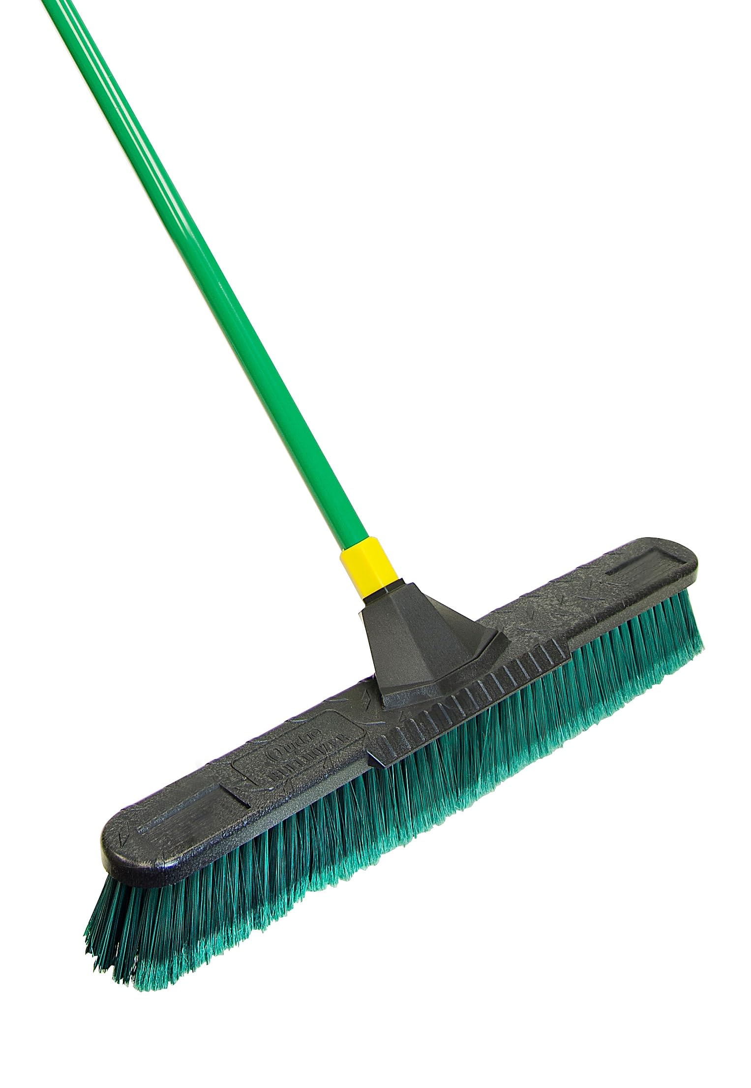 Quickie Bulldozer 24-Inch Multi-Surface Push Broom, 60" Wood Handle, Green, for Outdoor/Indoor Sweeping/Cleaning