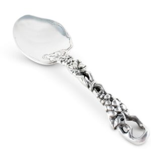 Arthur Court Designs Metal Buffet Serving Spoon in Grape Pattern Sand Casted in Aluminum with Artisan Quality Hand Polished Designer Tarnish-Free 11.5 inch Long