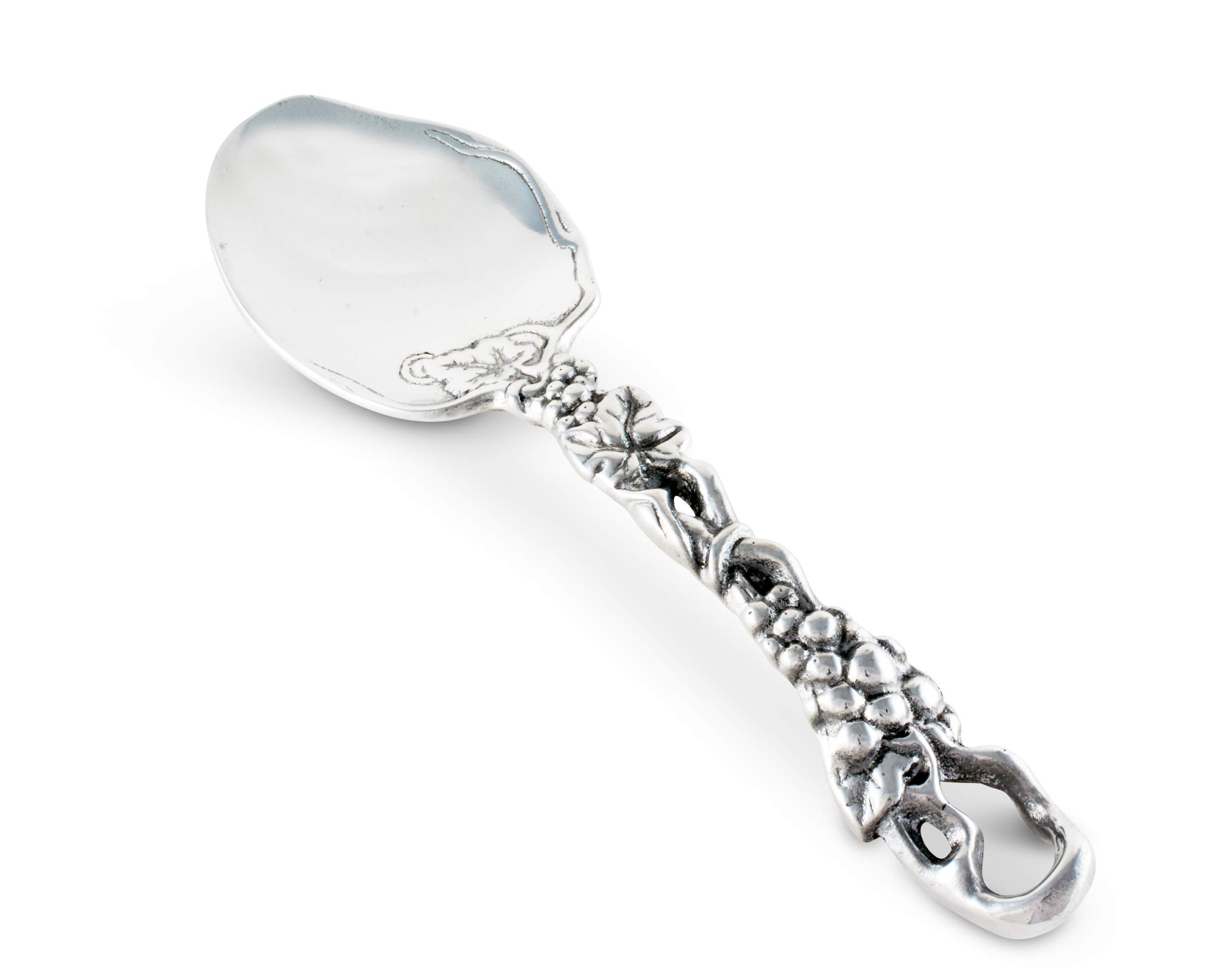 Arthur Court Designs Metal Buffet Serving Spoon in Grape Pattern Sand Casted in Aluminum with Artisan Quality Hand Polished Designer Tarnish-Free 11.5 inch Long