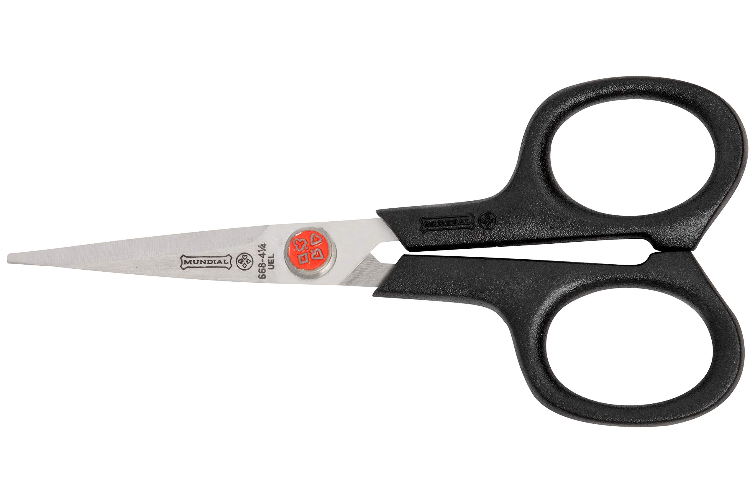 Mundial Red Dot Embroidery Scissors 4.25", Knife Edge