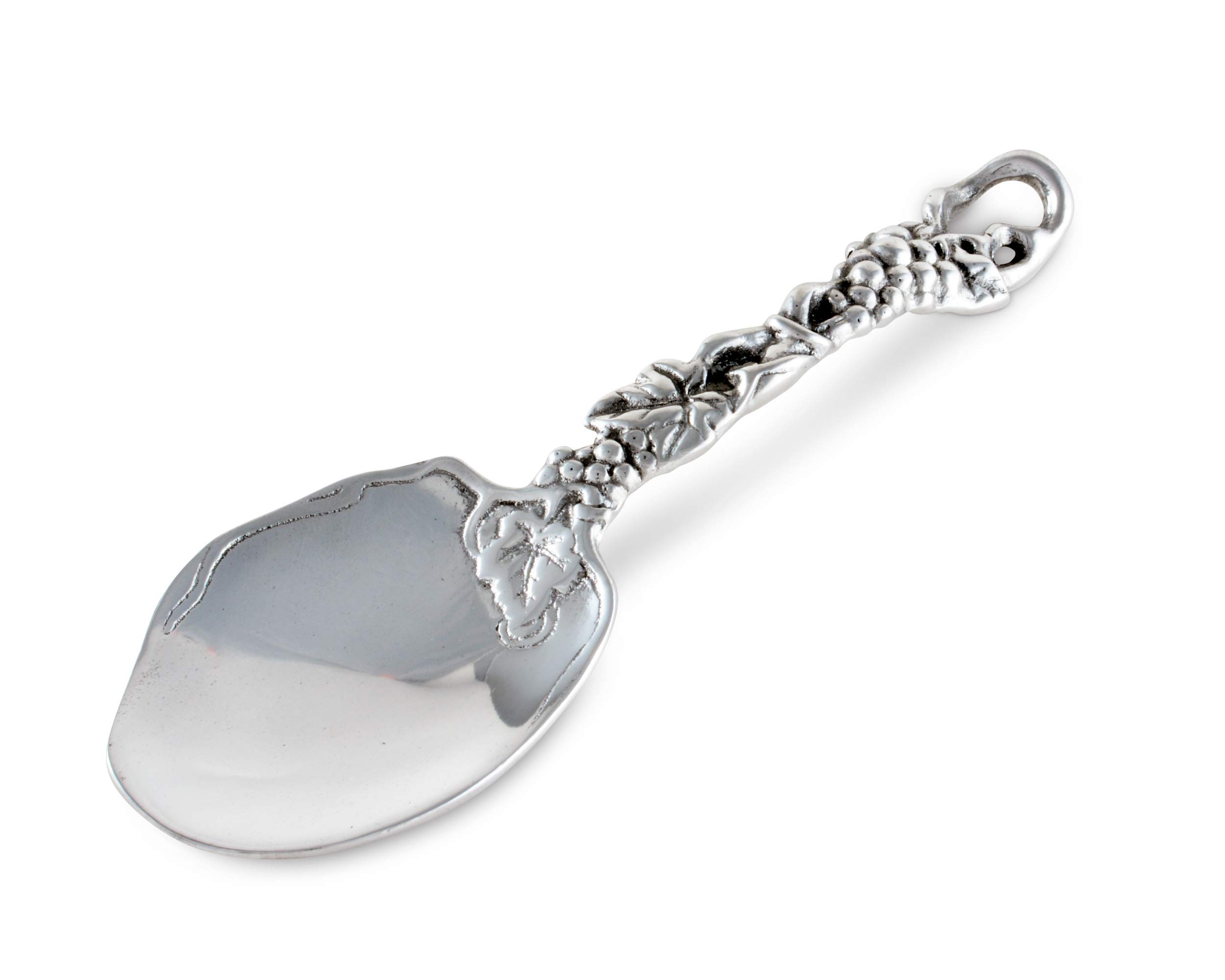 Arthur Court Designs Metal Buffet Serving Spoon in Grape Pattern Sand Casted in Aluminum with Artisan Quality Hand Polished Designer Tarnish-Free 11.5 inch Long