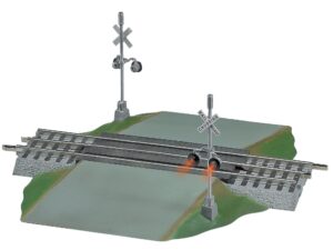 lionel o gauge fastrack grade crossing with flashers signal accessory with sounds