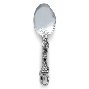 Arthur Court Designs Metal Buffet Serving Spoon in Grape Pattern Sand Casted in Aluminum with Artisan Quality Hand Polished Designer Tarnish-Free 11.5 inch Long