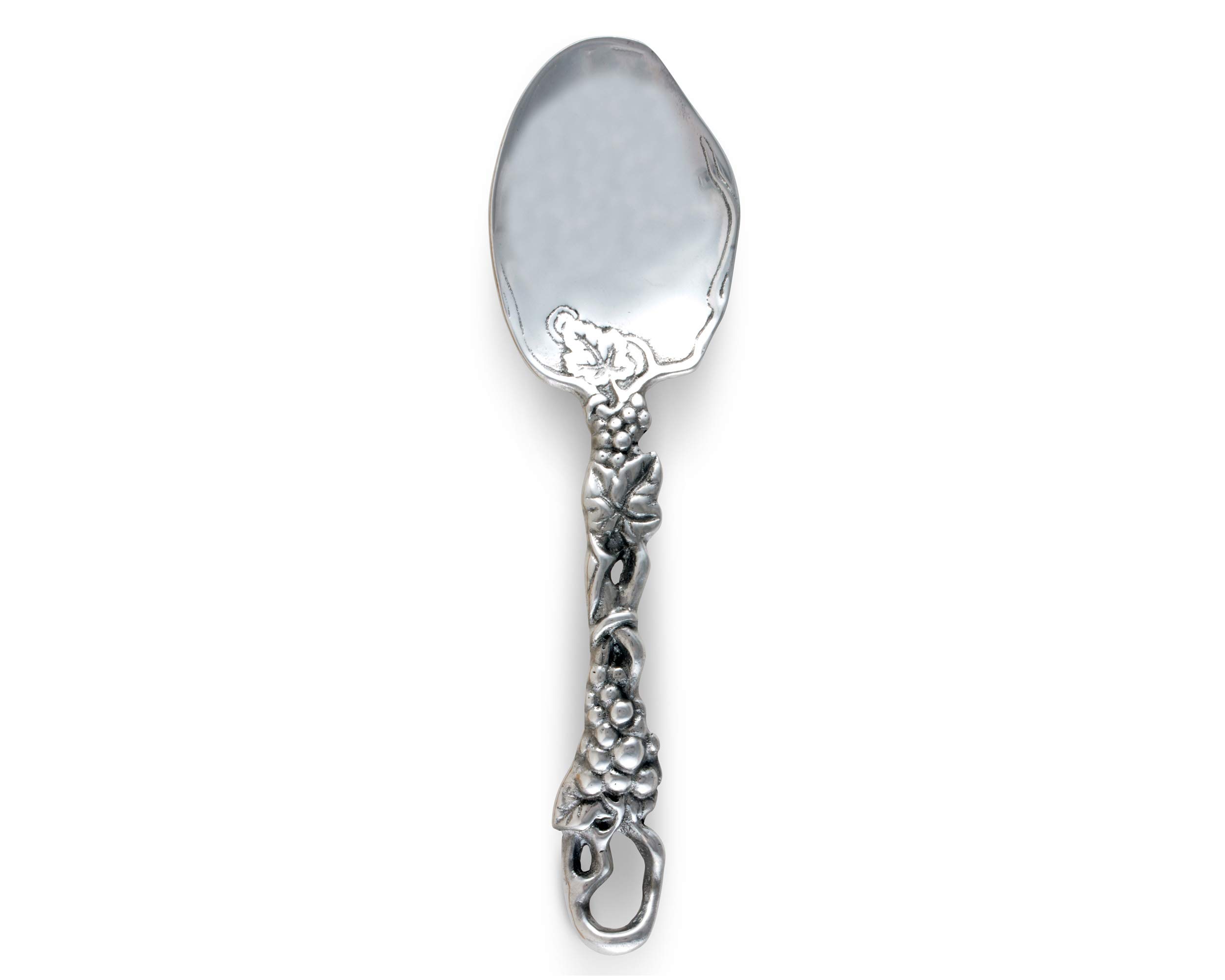 Arthur Court Designs Metal Buffet Serving Spoon in Grape Pattern Sand Casted in Aluminum with Artisan Quality Hand Polished Designer Tarnish-Free 11.5 inch Long