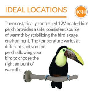 K&H Pet Products Thermo-Perch Heated Bird Perch Gray Small 1 X 10.5 Inches