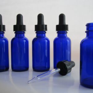 GreenHealth Cobalt Blue Glass Bottles with Droppers, 2 fl oz - Set of 12