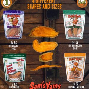 Sam's Yams Sweet Potato Dog Chewz, All Natural Made in USA Sweet Potato Dog Treats - Dried and Chewy - Perfect for Small, Medium, and Large Dogs - Healthy Dog Supplement Treats, 5 oz Single Pack