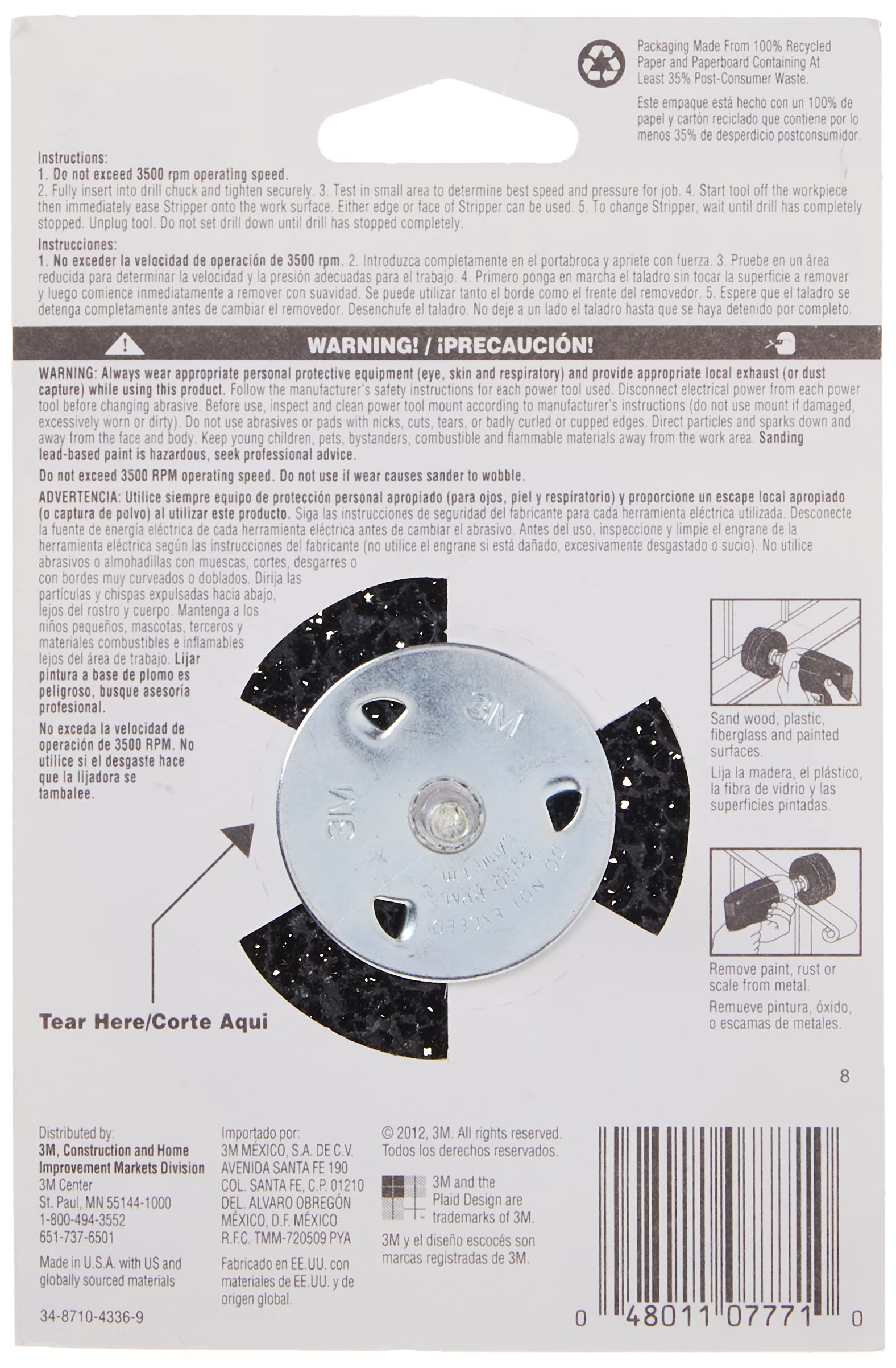 3M 7771 Stripper Brush, 4" Diameter