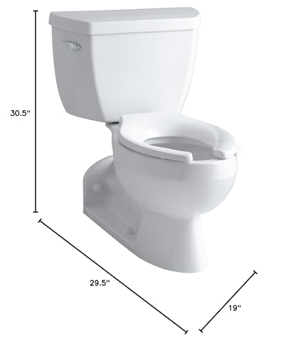 Kohler K-3554-0 Two-Piece Elongated Toilet Bowl 1.6 GPF White