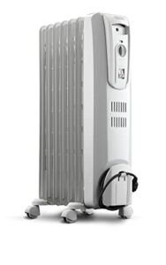 delonghi oil filled radiant heater, 1500w electric space heater - quiet and portable with anti-freeze function and safety features, trh0715