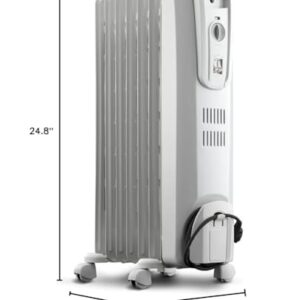 DeLonghi Oil Filled Radiant Heater, 1500W Electric Space Heater - Quiet and Portable with Anti-Freeze Function and Safety Features, TRH0715