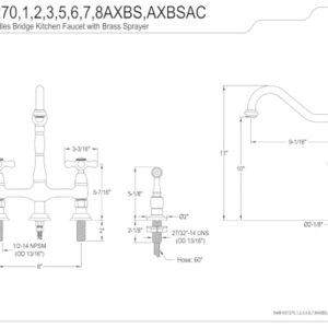 Kingston Brass KS1271AXBS Heritage Kitchen Faucet with Brass Sprayer, 8-3/4-Inch, Polished Chrome