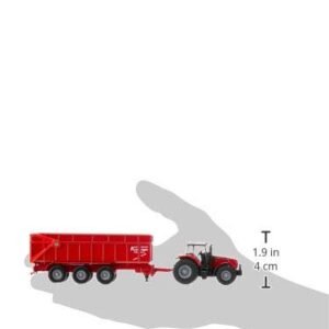 Siku 1844, Massey Ferguson Tractor with Trailer, 1:87, Metal/Plastic, Red, Tiltable Trailer