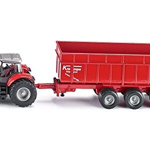 Siku 1844, Massey Ferguson Tractor with Trailer, 1:87, Metal/Plastic, Red, Tiltable Trailer