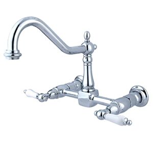 kingston brass ks1241pl heritage bridge kitchen faucet, 8-1/2", polished chrome