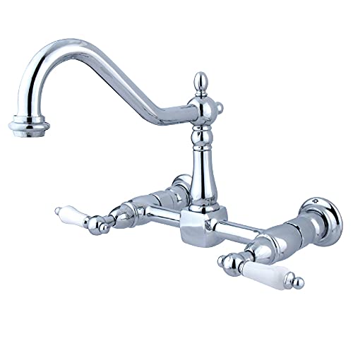 Kingston Brass KS1241PL Heritage Bridge Kitchen Faucet, 8-1/2", Polished Chrome