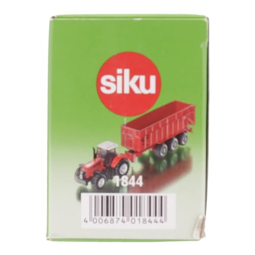 Siku 1844, Massey Ferguson Tractor with Trailer, 1:87, Metal/Plastic, Red, Tiltable Trailer