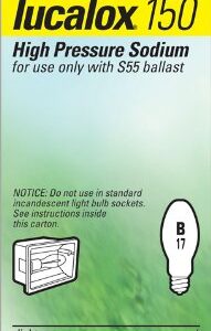 GE Lucalox High Pressure Sodium Light Bulb, B17 HPS Bulb, 150-Watt, 16000 Lumen, Medium Base, White, 1-Pack, High Intensity Discharge, HID HPS Bulb for Use Only With S55 Ballast