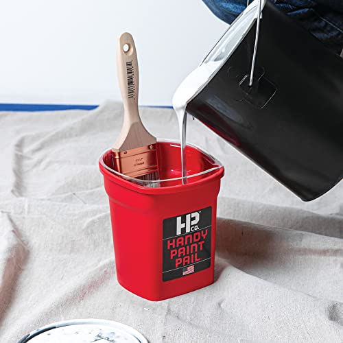 Handy Paint Pail, Holds 32-fl oz of Paint or Stain, Efficient for Clean-ups and Quick Color Changes with Integrated Magnetic Brush Holder