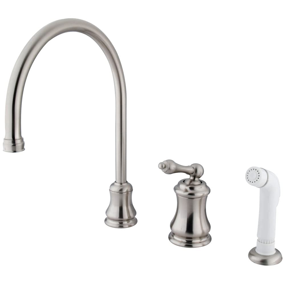 Kingston Brass KS3818AL Restoration Widespread Kitchen Faucet with ABS Sprayer, 9-Inch, Brushed Nickel