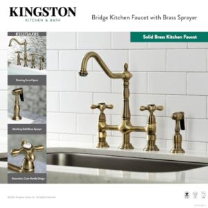 Kingston Brass KS1271AXBS Heritage Kitchen Faucet with Brass Sprayer, 8-3/4-Inch, Polished Chrome