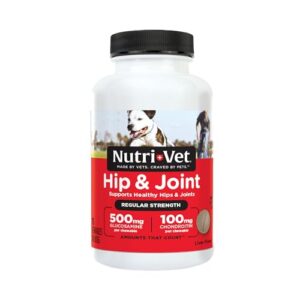 nutri-vet hip & joint chewable dog supplements - formulated with glucosamine & chondroitin for dogs - 75 count