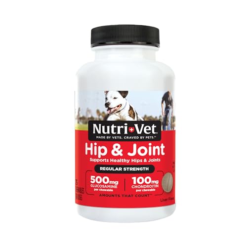 Nutri-Vet Hip & Joint Chewable Dog Supplements - Formulated with Glucosamine & Chondroitin for Dogs - 75 Count