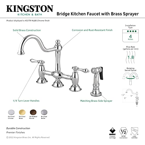 KINGSTON BRASS KS3791ALBS Restoration Kitchen Faucet, Polished Chrome