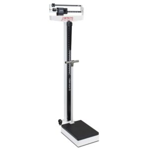 Detecto 448 Balance Beam Doctor/Physician Scale w/ Height Rod, Wheels & Hand Post, 400 lbs, Made in the USA