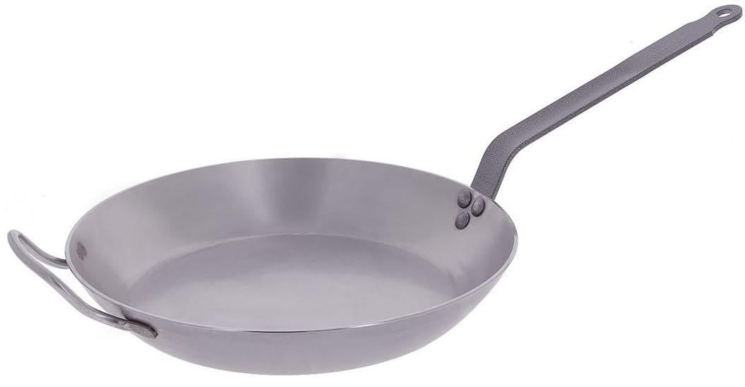 DE BUYER 5110.36 Carbone Plus Heavy Quality Steel Round Lyonnaise Frying Pan, 36 cm Diameter