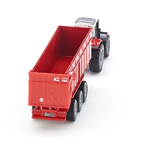 Siku 1844, Massey Ferguson Tractor with Trailer, 1:87, Metal/Plastic, Red, Tiltable Trailer