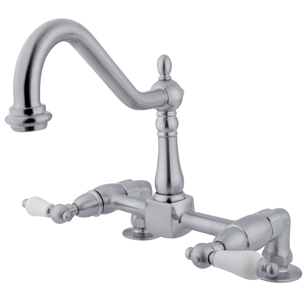 Kingston Brass KS1141PL Heritage Bridge Kitchen Faucet, 8-3/4-Inch, Polished Chrome