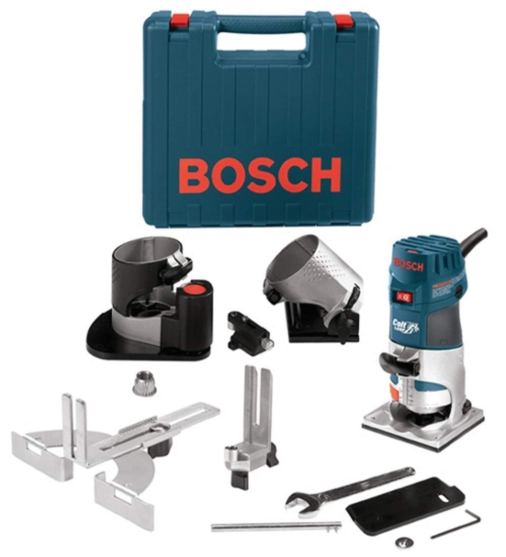 BOSCH PR20EVSNK Colt Installers Kit 5.7 Amp 1 Hp Fixed-Base Variable-Speed Router with 3 Assorted Bases and Edge Guide