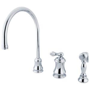 kingston brass ks3811albs restoration widespread kitchen faucet, 9-inch, polished chrome