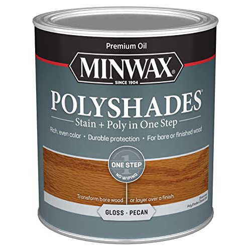 Minwax PolyShades Wood Stain + Polyurethane Finish – Quart, Pecan, Gloss