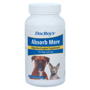 doc roy's absorb more - digestive enzyme supplement- for dogs & cats - 200gm granules