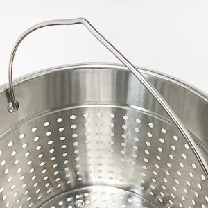 Bayou Classic 1124 24-qt Stainless Stockpot w/Lid And Basket Includes Vented Lid Perforated Stainless Steel Basket Perfect For Steaming Boiling and Frying