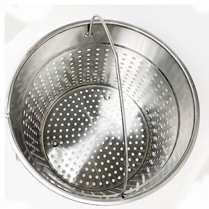 Bayou Classic 1124 24-qt Stainless Stockpot w/Lid And Basket Includes Vented Lid Perforated Stainless Steel Basket Perfect For Steaming Boiling and Frying