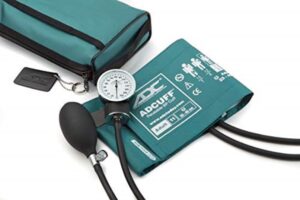 adc - 768-11atl prosphyg 768 pocket aneroid sphygmomanometer with adcuff nylon blood pressure cuff, adult, and carrying case, teal